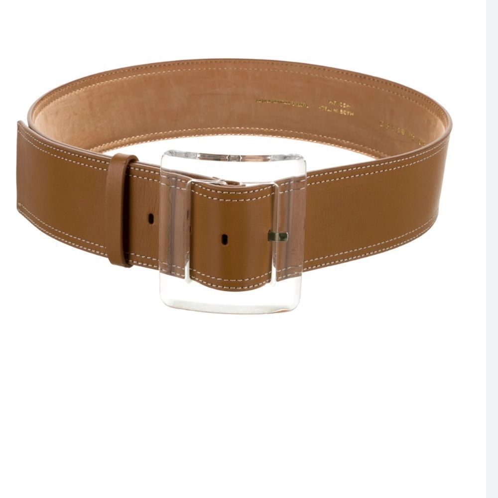 Veronica Beard Corin Brown Belt clear acrylic buckle Large